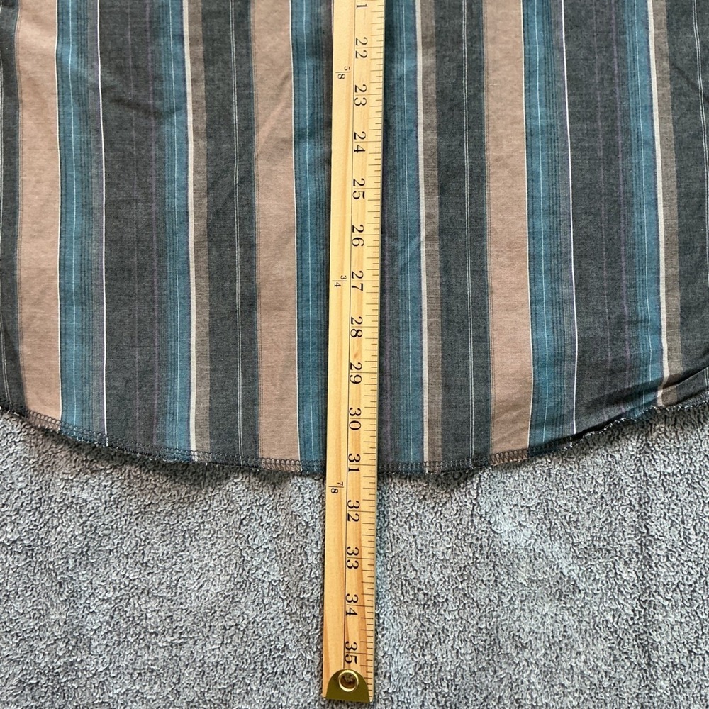 Wrangler Western Shirt Mens Large Blue Brown Striped Pearl Snap Long Sleeve L - Picture 4 of 8